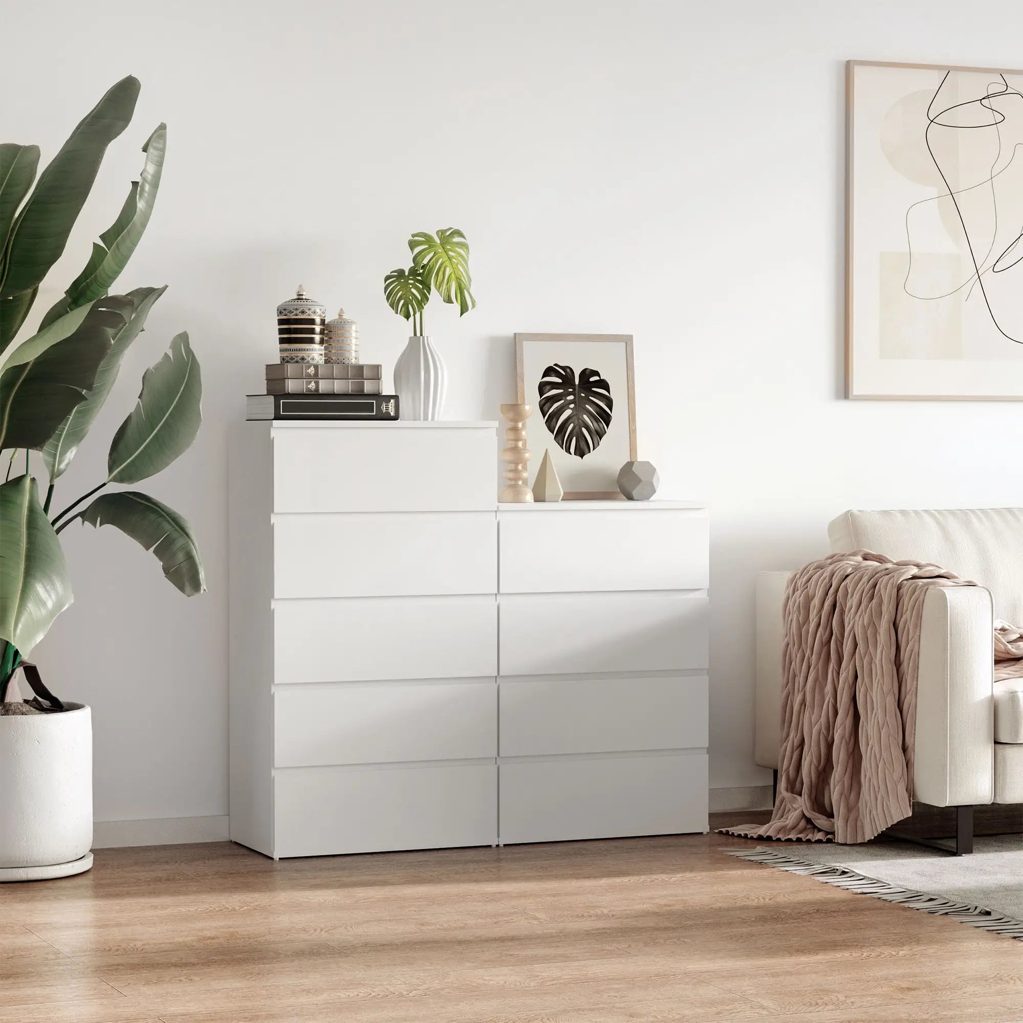 Nancy's Fiastra Commode - Dressoir - Opbergkast - Wit - ± 55 x 35 x 80 cm