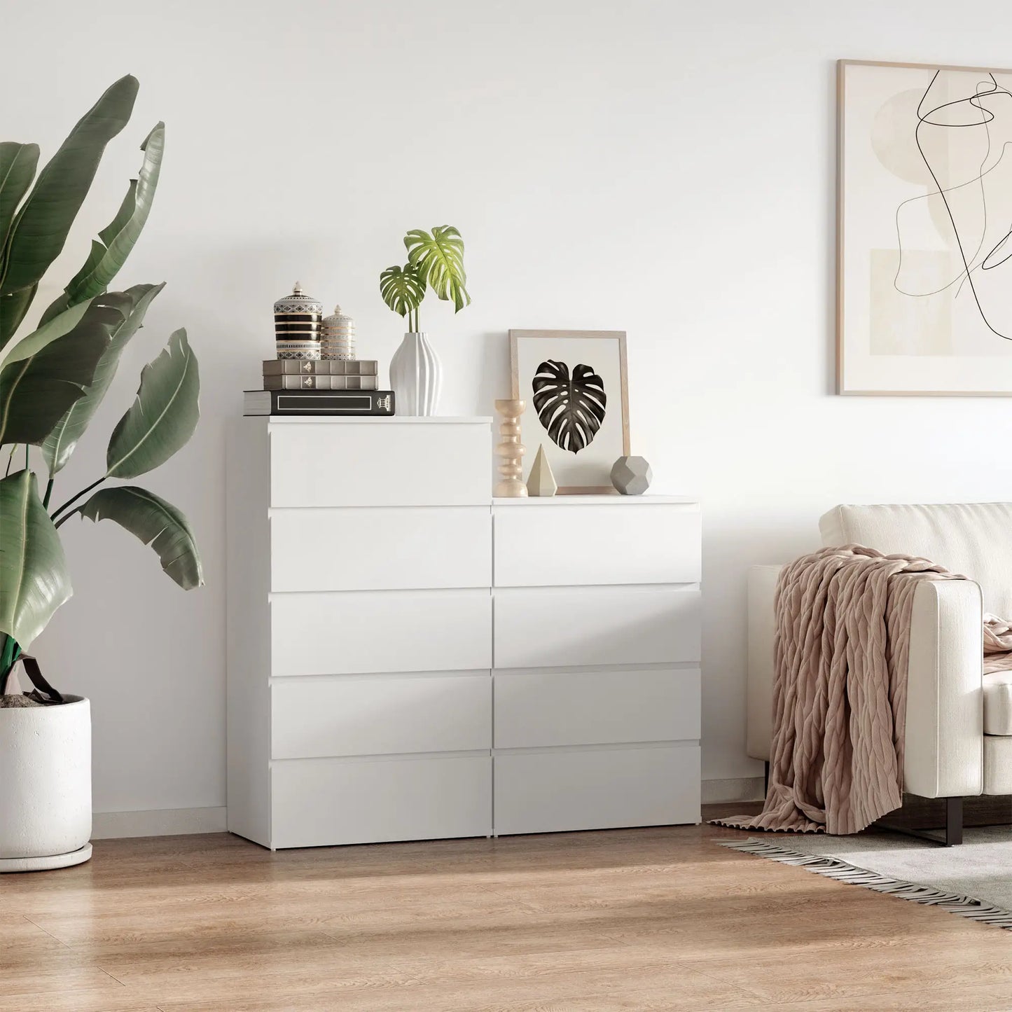Nancy's Fiastra Commode - Dressoir - Opbergkast - Wit - ± 55 x 35 x 80 cm