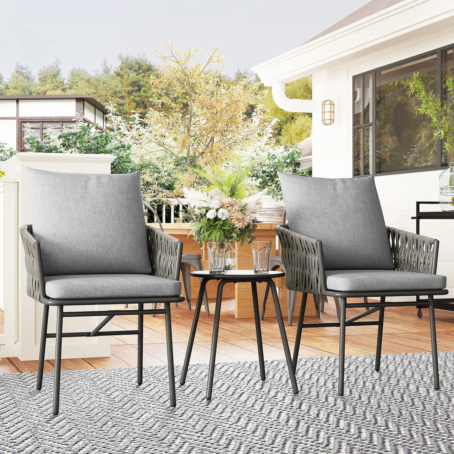 Nancy's Guanzate Bistroset - Balkonset - Tuinset - Grijs - Rotan