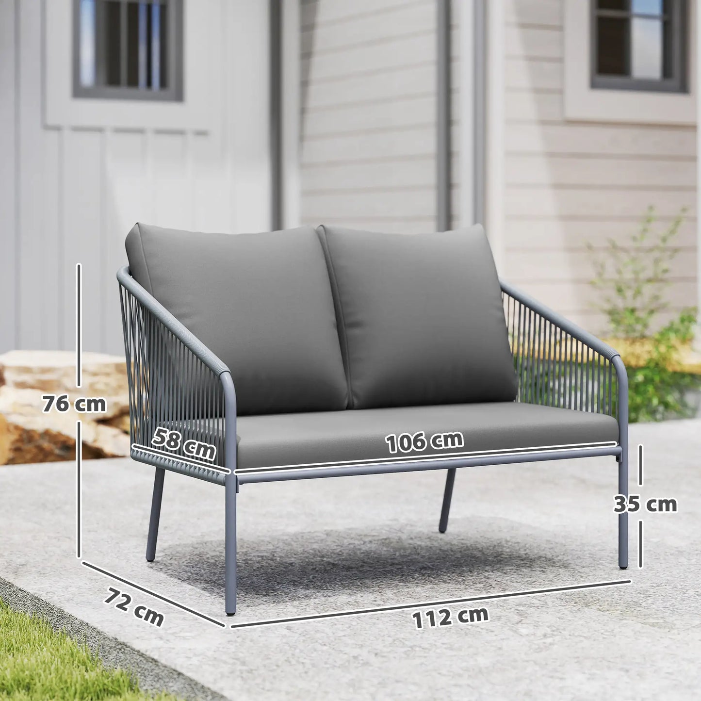 Nancy's Gambatesa Loungebank - Tuinbank - Grijs - Rotan