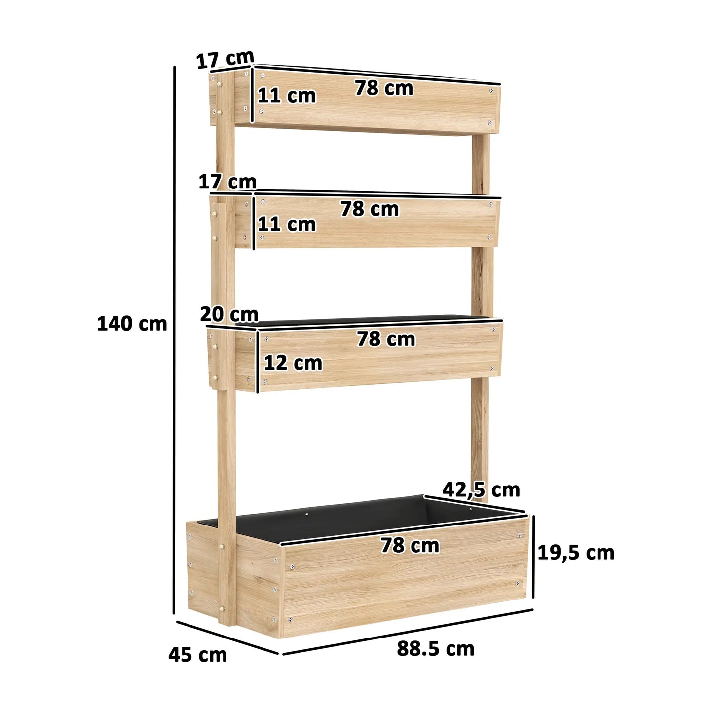 Nancy's Germagnano Plantenbak - Bloembak - Plantenrek - Dennenhout - ± 90 x 45 x 140 cm