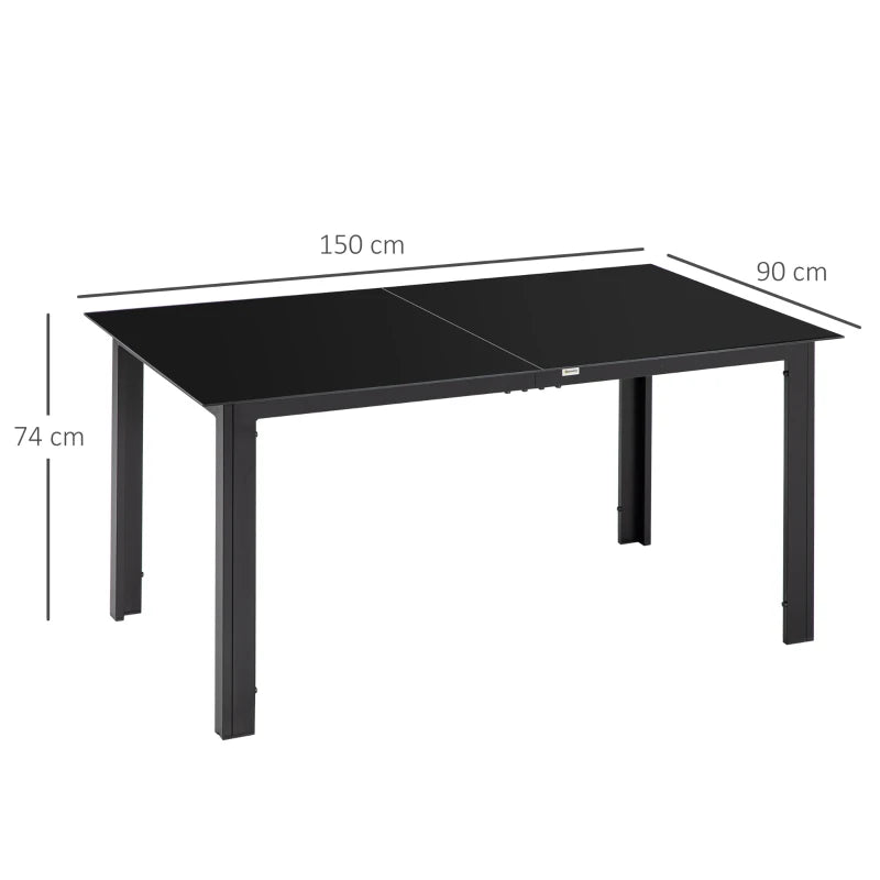 Nancy's Reboleira Tuintafel - Terrastafel - Eettafel voor buiten - Tuinmeubel - Zwart - ± 150 x 90 x 75 cm