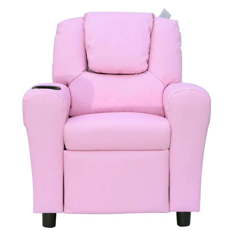 Nancy's Rosa Kinderstoel - Kinderfauteuil - Verstelbare Rugleuning - Roze - Kunstleer