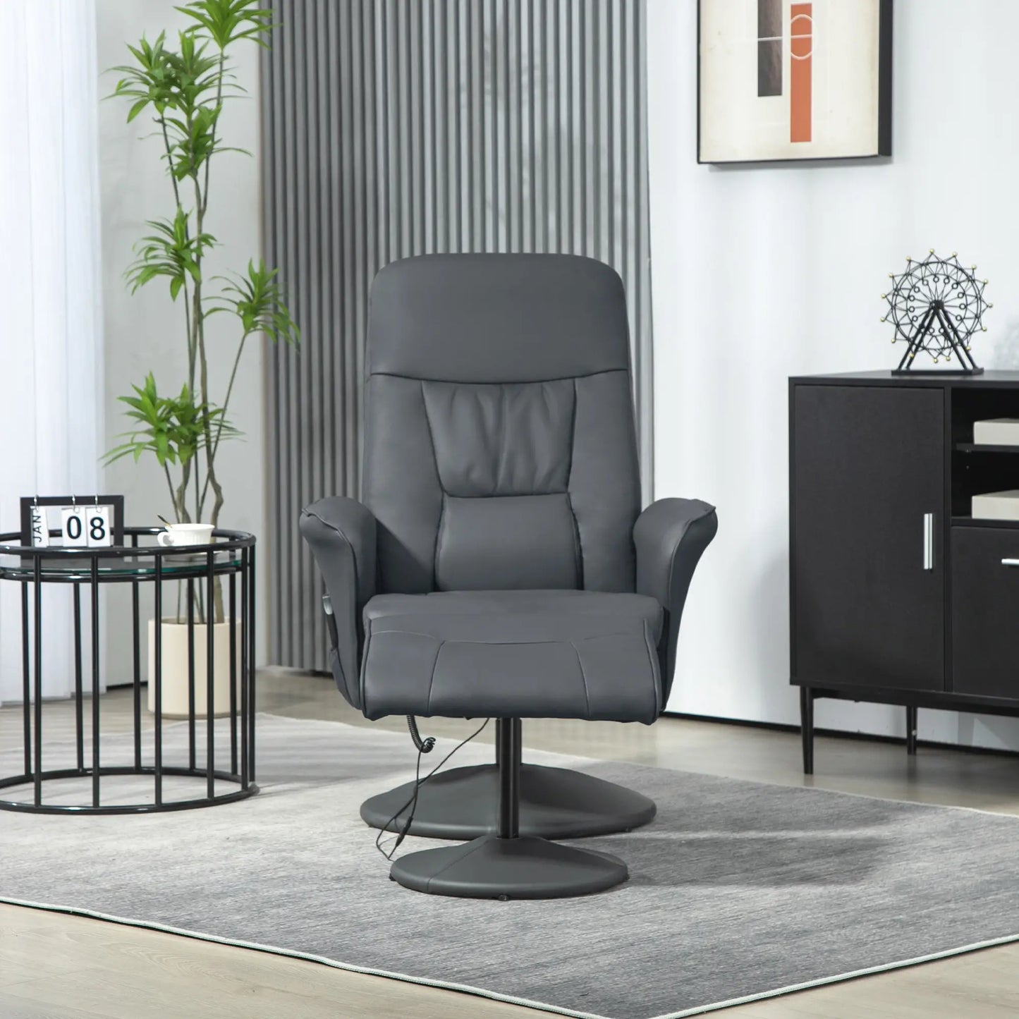 Nancy's Verdelhos Massagestoel met Voetenbankje - Massage Fauteuil - Relaxstoel - Donkergrijs - Kunstleer