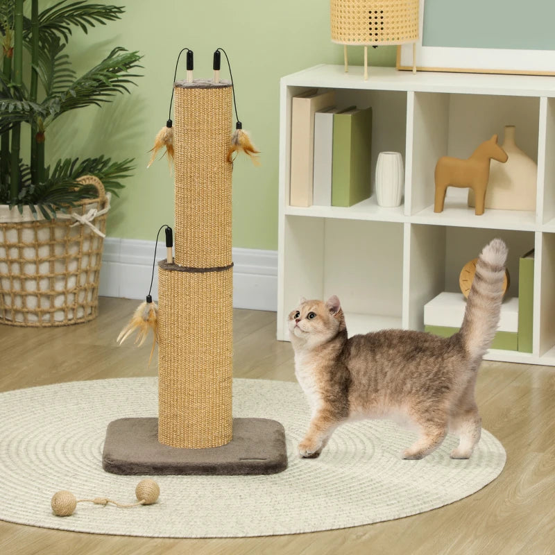 Arbre à chat Bobadela de Nancy avec plumes de jouet - Jouet pour chat - Jouet pour chat - Marron - ± 35 x 35 x 80 cm