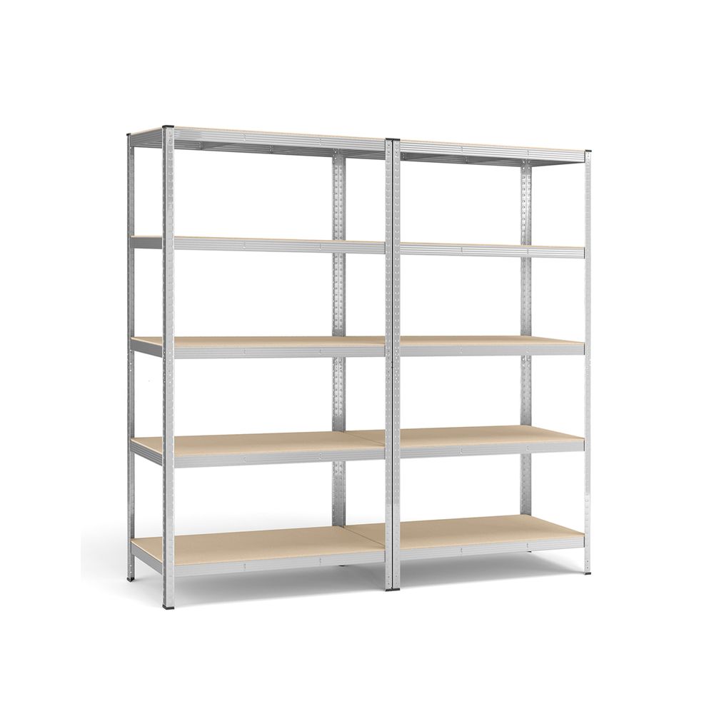 Nancy's Brescia Set of 2 Shelving Units Extra Deep - Storage Cabinet - Shelving Rack - Silver - Steel - 120 x 60 x 200 cm