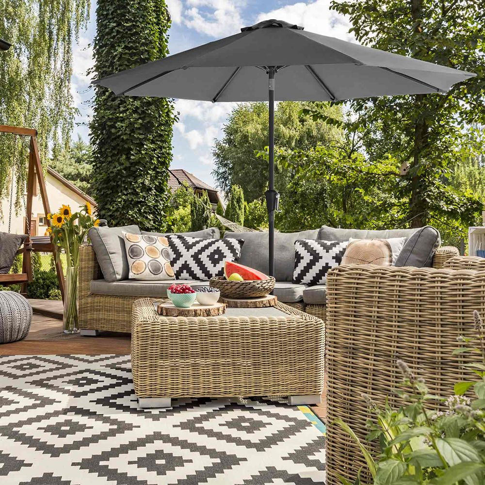 Parasol de lac Fricker de Nancy - Polyester - Pliable - Gris - Ø 300 cm