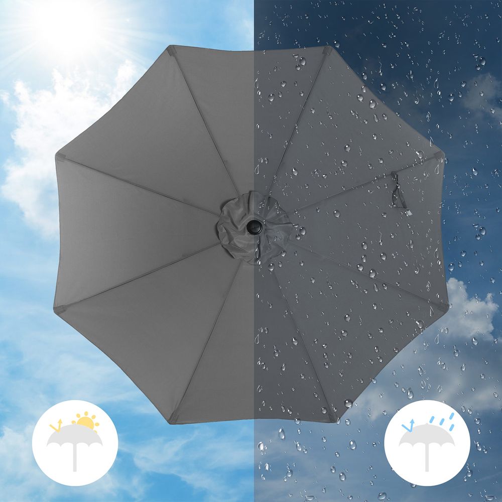 Nancy's Fricker Lake Parasol - Polyester - Inklapbaar - Grijs- Ø 300 cm