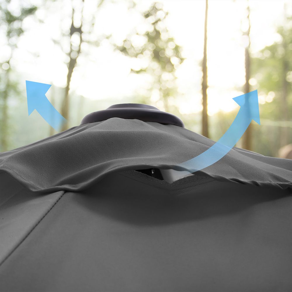 Nancy's Fricker Lake Parasol - Polyester - Inklapbaar - Grijs- Ø 300 cm