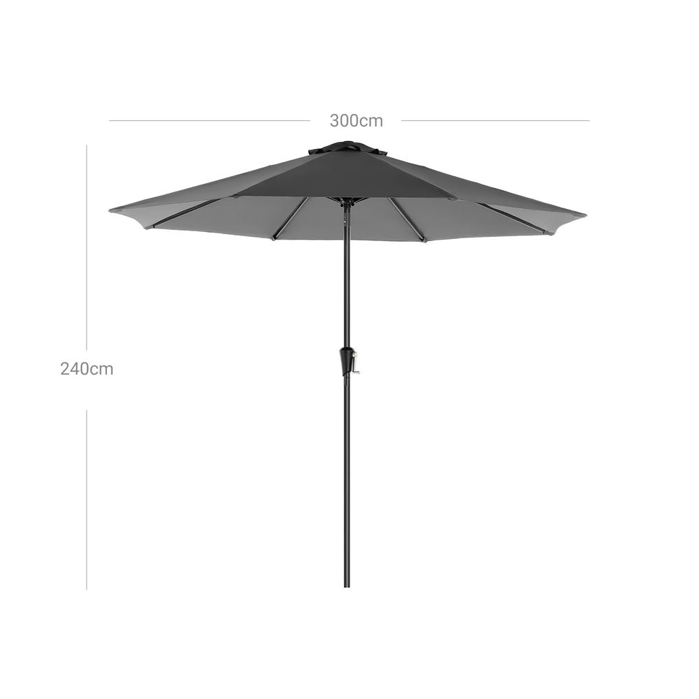 Nancy's Fricker Lake Parasol - Polyester - Inklapbaar - Grijs- Ø 300 cm
