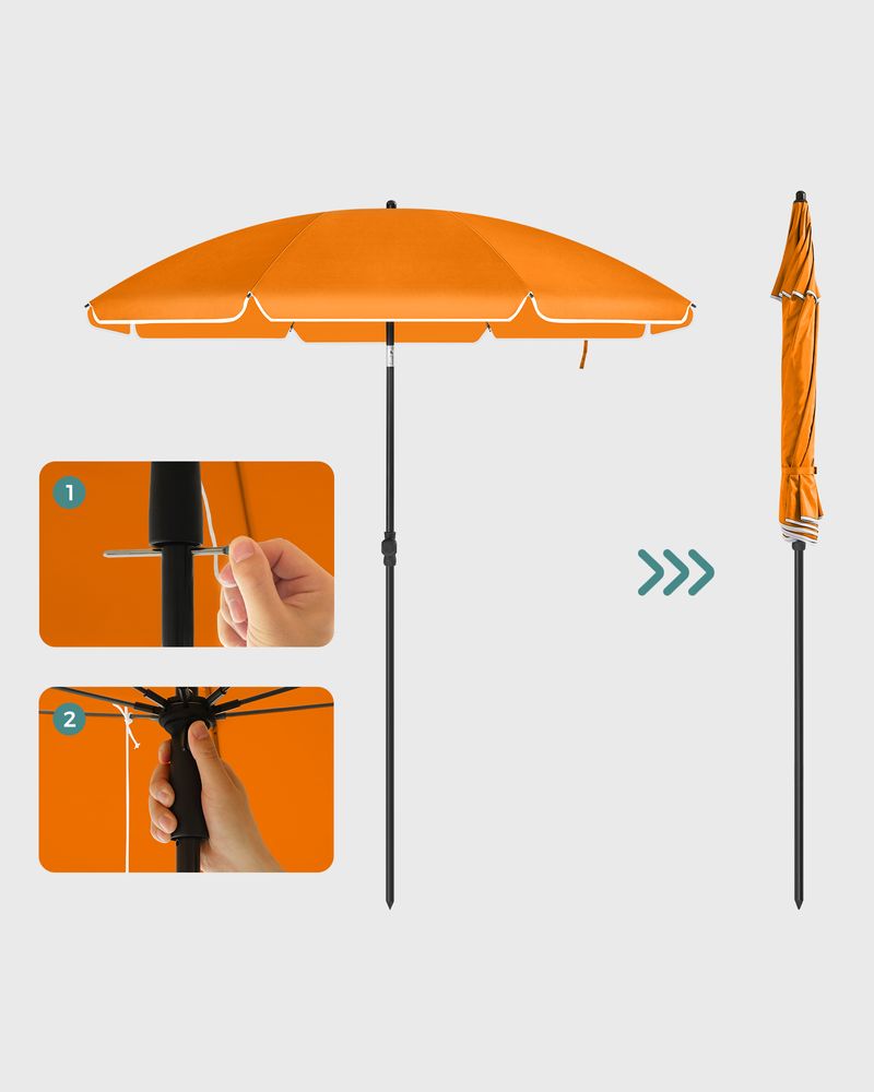 Nancy's Hallando Parasol - Tuinparasol - Oranje - Polyester - Ø 160 cm