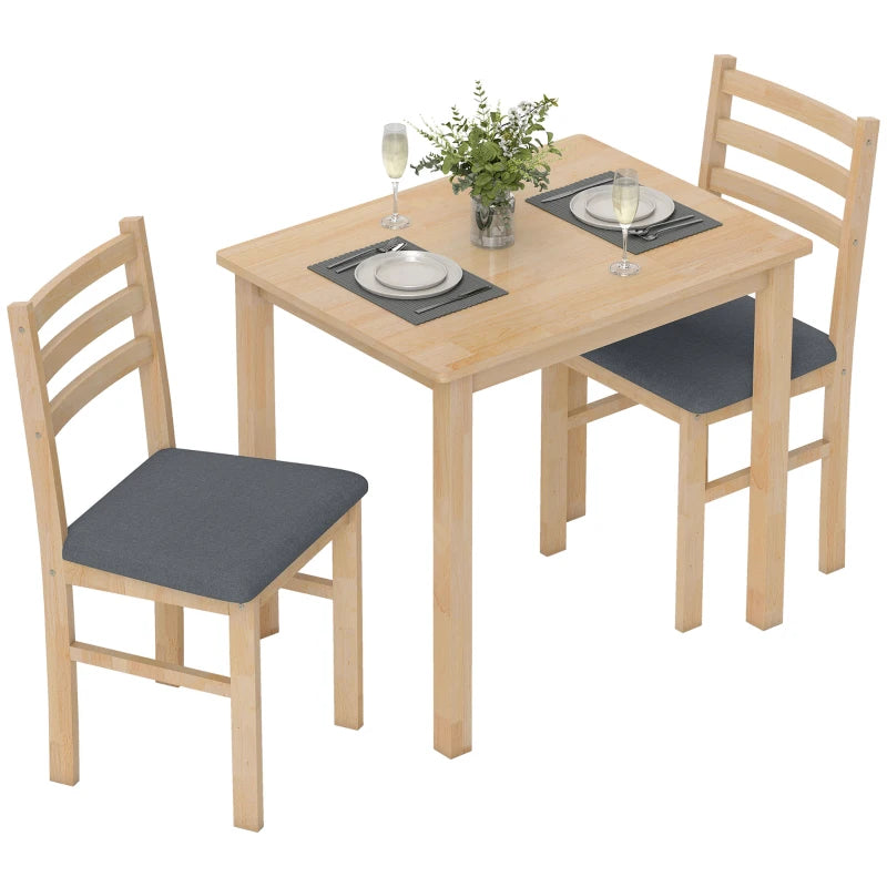 Nancy's Mirto Eettafel Rechthoekig met 2 Stoelen - Eetkamertafel - Keukentafel - Eettafel set - Hout / Grijs