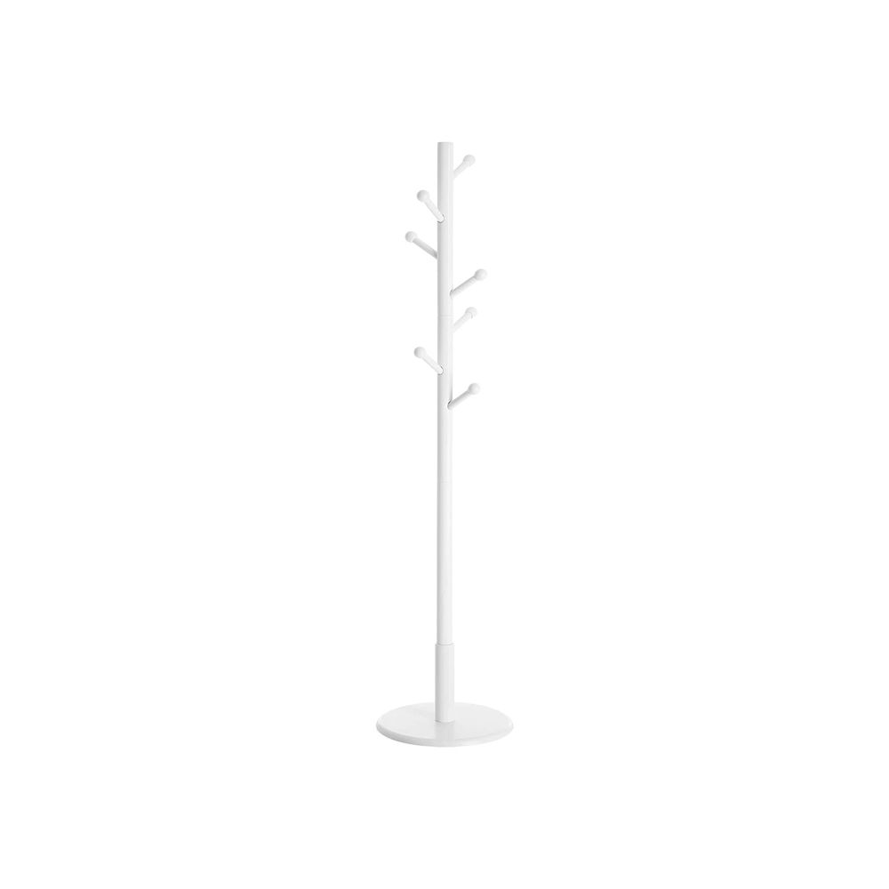 Nancy's Cayuga Coat Rack - Freestanding - 7 Hooks - Rounded Hooks - Solid Rubberwood - White