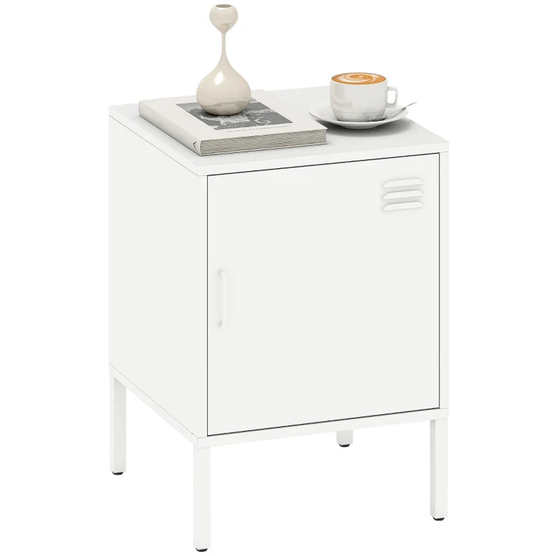 Nancy's Pedemonte Nachtkastje - Bijzettafeltje - Wit - Staal - ± 40 x 40 x 55 cm