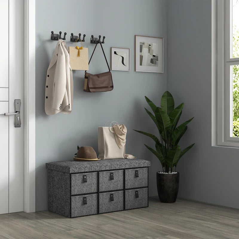 Nancy's Orbassano Schoenenbank - Opbergbank - 6 Lades - Grijs - ± 75 x 40 x 40 cm