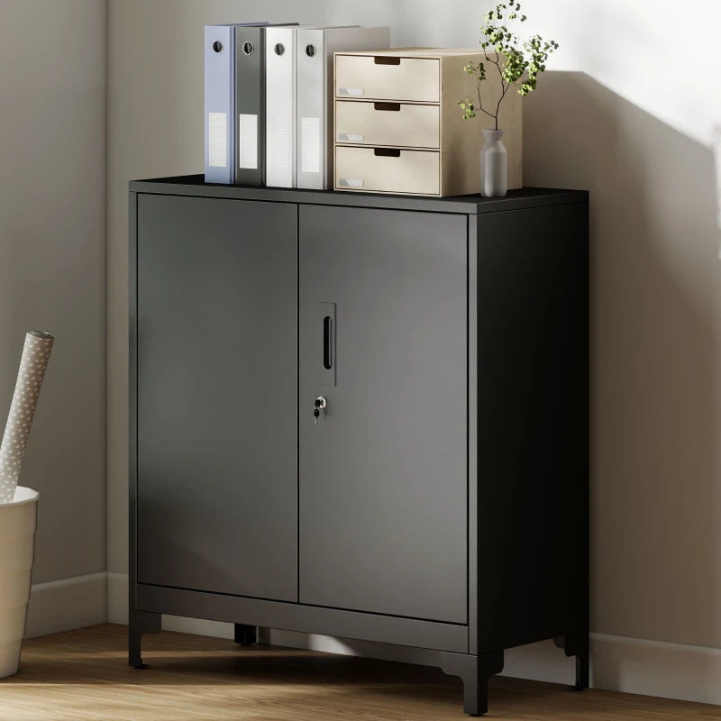 Nancy's Misilmeri Archiefkast - Kantoorkast - Dossierkast - Bureaukast - Zwart - Staal - ± 80 x 35 x 90 cm
