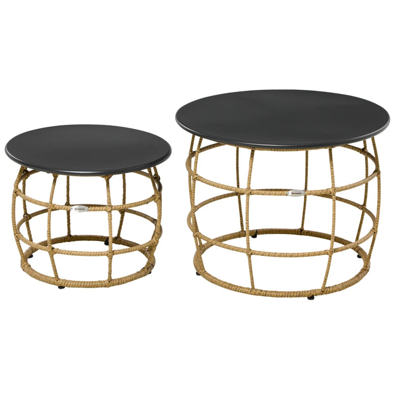 Nancy's Chapa Garden Tables - Terrace Table - Outdoor Side Tables - Set of 2 - Natural / Gray