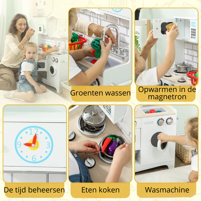 Nancy's Ortelle Kinderkeuken - Speelgoedkeuken - Speelkeukentje - Inclusief accessoires - Wit
