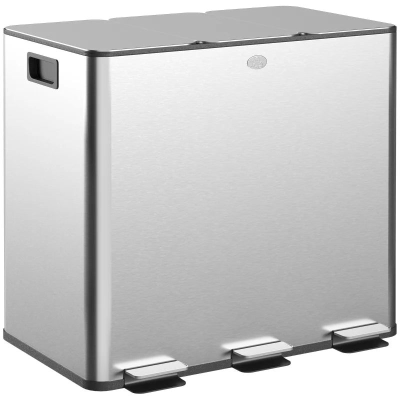 Nancy's Molfetta Afvalscheidingsprullenbak - Afvalbak - Prullenbak - Zilver - RVS - 3 x 15 Liter