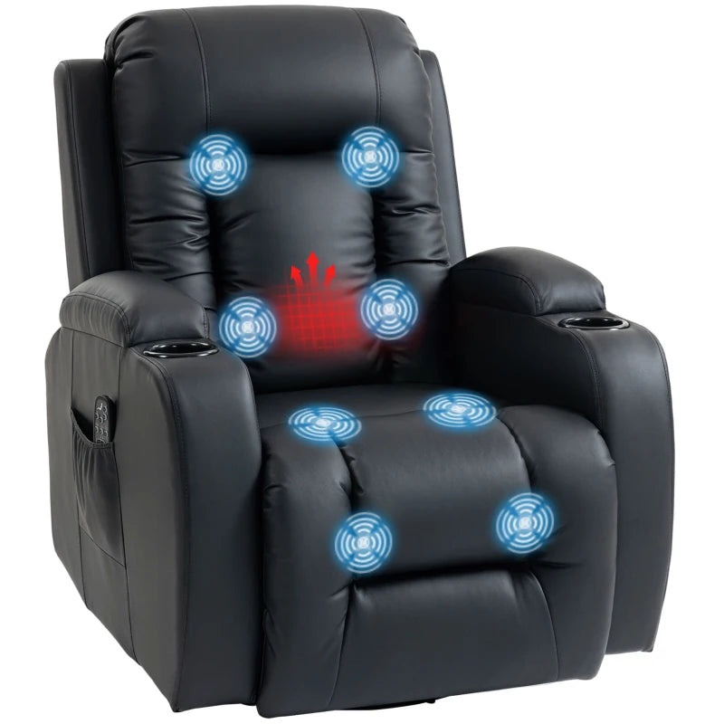 Nancy's Pollone Massagestoel - Relaxfauteuil met massagefunctie - Warmte massage - Schommelfunctie - Zwart - Kunstleer