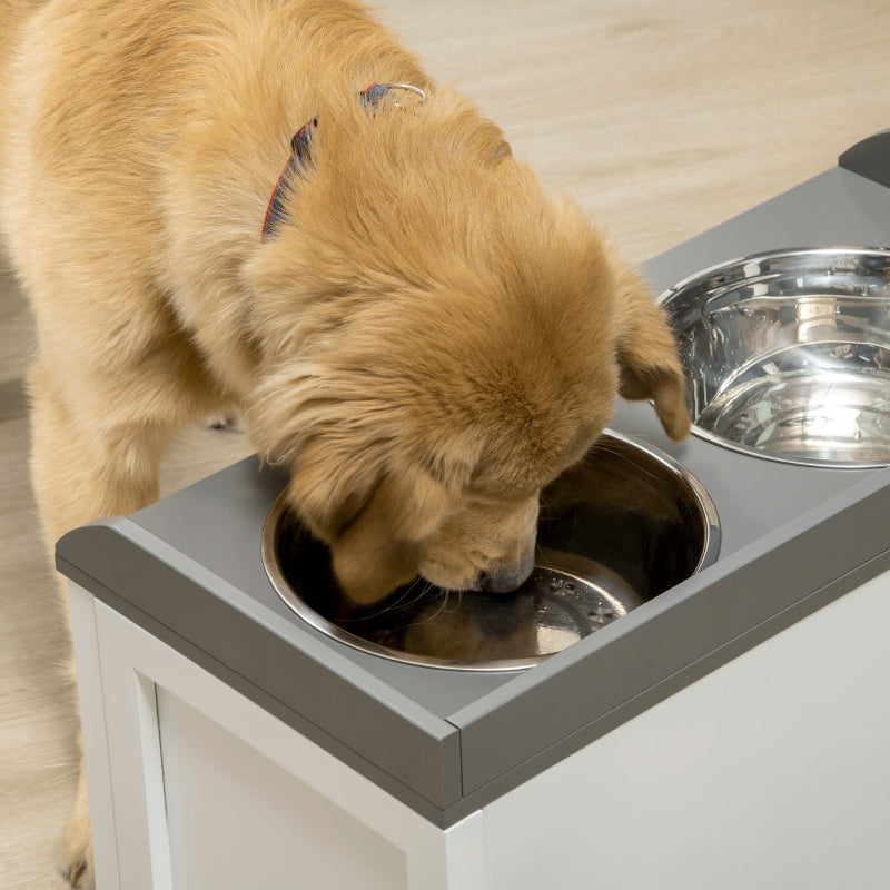 Nancy's Bay City Voederstation, 2 voerbakken, elk 2 liter, roestvrij staal, met lade, voor grote honden