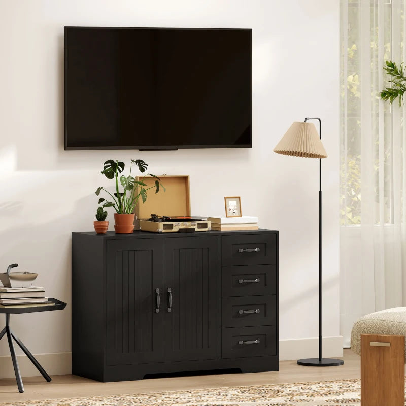 Nancy's Melilli Commode - Opbergkast - Ladekast - Zwart - ± 105 x 40 x 75 cm