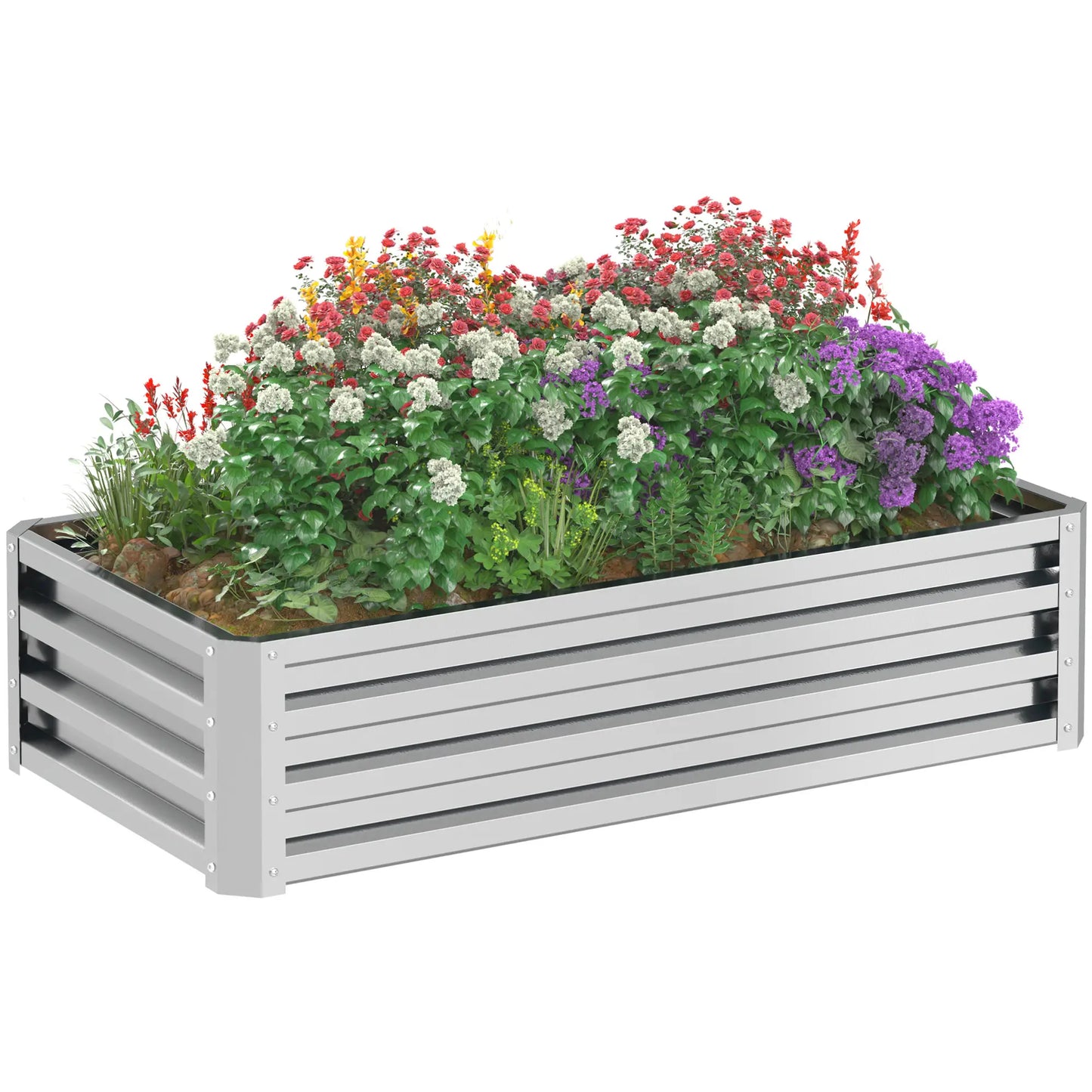 Nancy's Fonteno Plantenbak - Bloembak - Bloembed - Tuinbed - Zilver - Staal - ± 120 x 60 x 30 cm