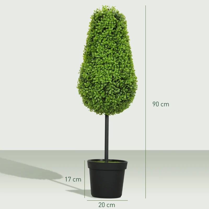 Nancy's Medeazza Kunstplanten - Traanvorm - Set van 2 - Groen - 90 cm hoog