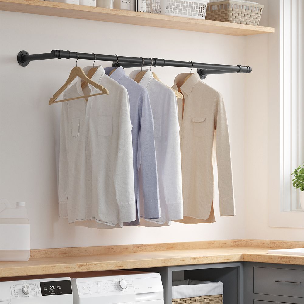 Nancy's Hallway XL Kledingstang - Wandkapstok - 1 Stang - Zwart - Staal - ± 170 x 30 x 5 cm