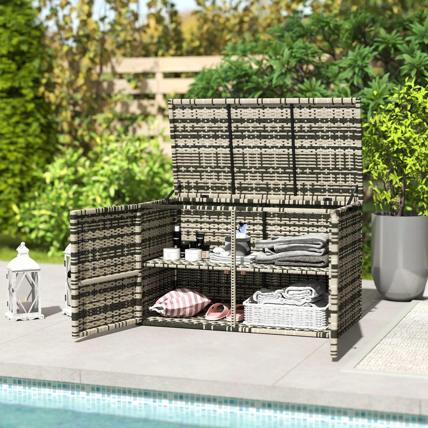 Nancy's Gesualdo Tuinkussenbox - Kussenbox - Opbergbox voor Buiten - Rotan - ± 120 x 55 x 70 cm