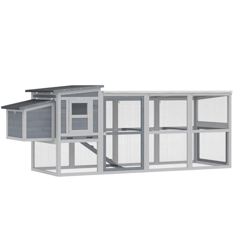 Nancy's Sona Kippenhok - Kippenren - Waterdicht Dak - Moeiteloze Reiniging - Grijs - Dennenhout - ± 265 x 80 x 90 cm