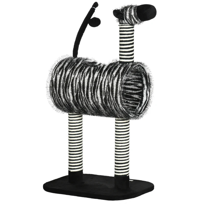 Griffoir Nancy's Corveira - Arbre à chat - Tunnel pour chat - Noir / Blanc - ± 50 x 35 x 90 cm