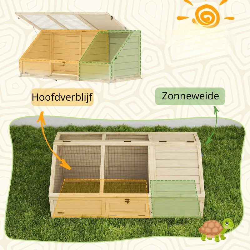 Nancy's Nibbiano Schilpaddenhuis - Schilpaddenverblijf - Schildpadhuis - Dennenhout - 120L x 55B x 20/50H cm