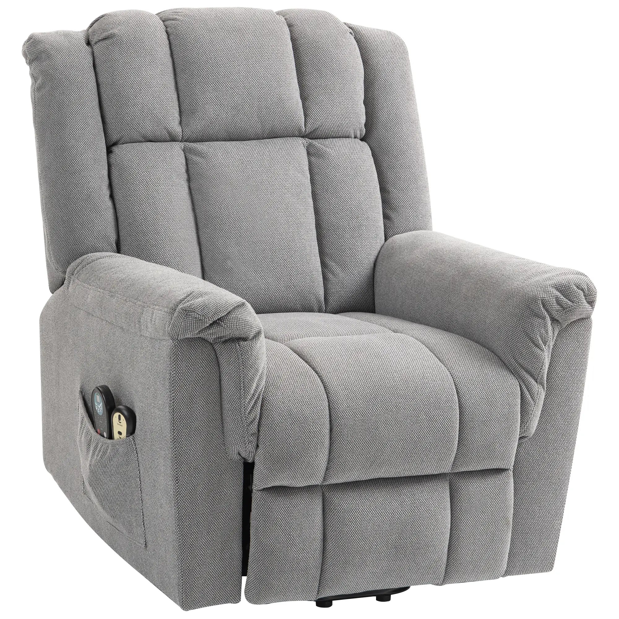 Nancy's Langhirano Sta op Stoel - Opsta Stoel - Seniorenstoel - Relaxfauteuil - Massagestoel - Donkergrijs - Chenille