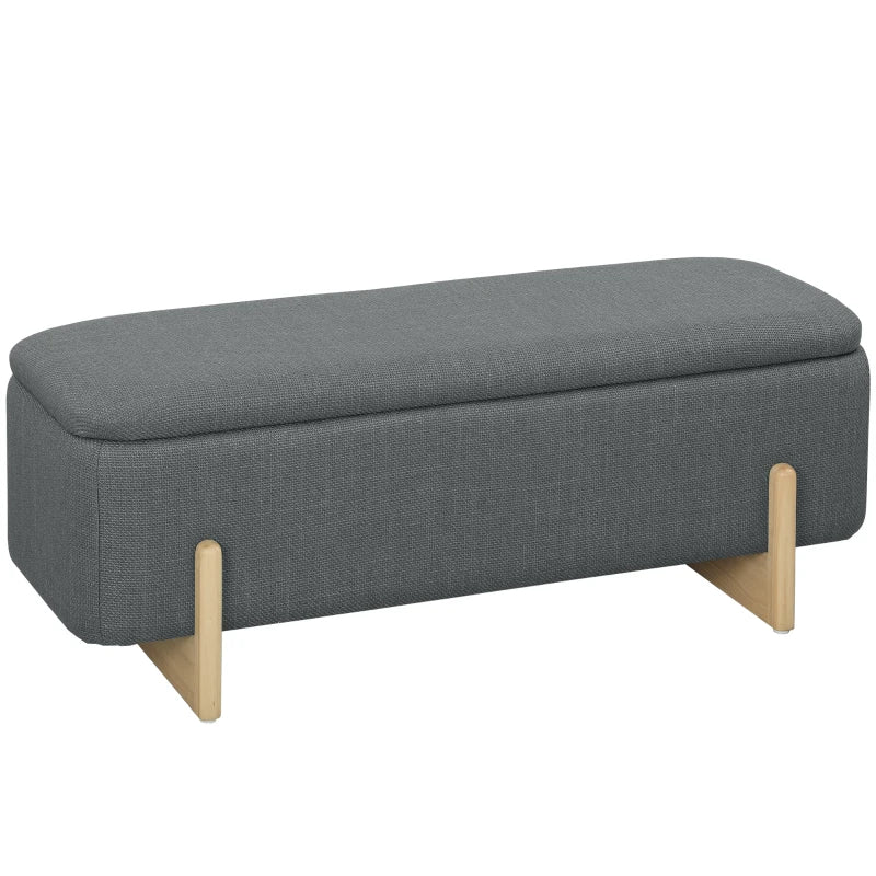 Nancy's Margno Opbergbank - Bankje met opbergruimte - Grijs - Linnen - ± 110 x 45 x 45 cm