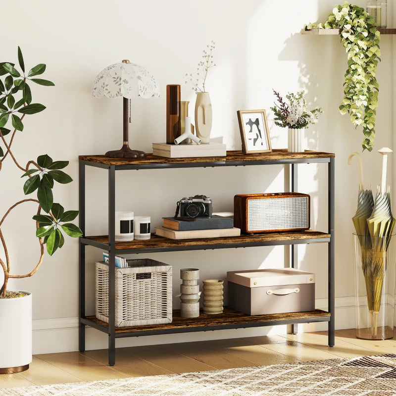Nancy's Melzo Sidetable - Consoletafel - Bijzettafel - Bruin / Zwart - ± 100 x 35 x 80 cm