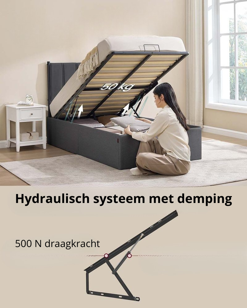 Nancy's Offida Logeerbed - Slaapbank - Met Opbergruimte - Donkergrijs