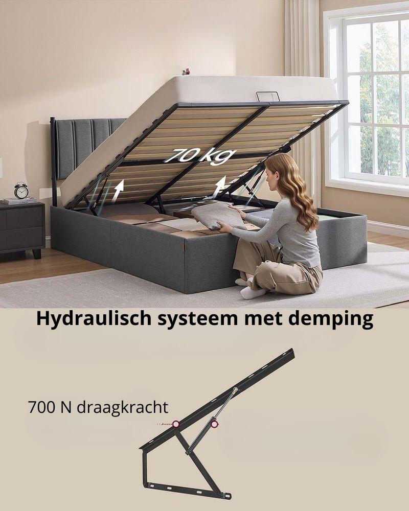 Nancy's Oggiono Logeerbed - Ruim 2-Persoons - Veel opbergruimte - Donkergrijs