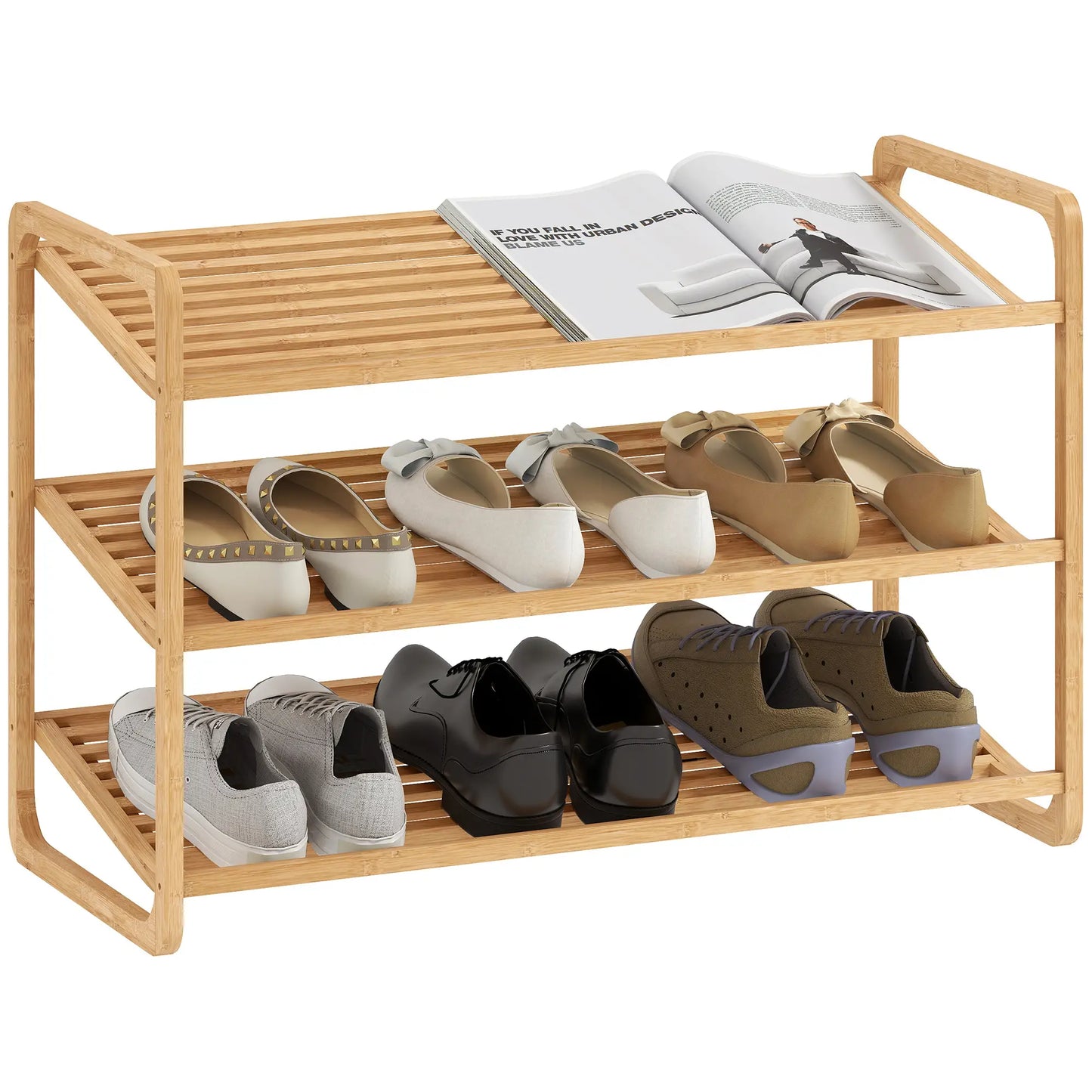 Nancy's Malfa Schoenenrek - Opbergrek voor schoenen - Naturel hout - Bamboe - ± 75 x 35 x 50 cm