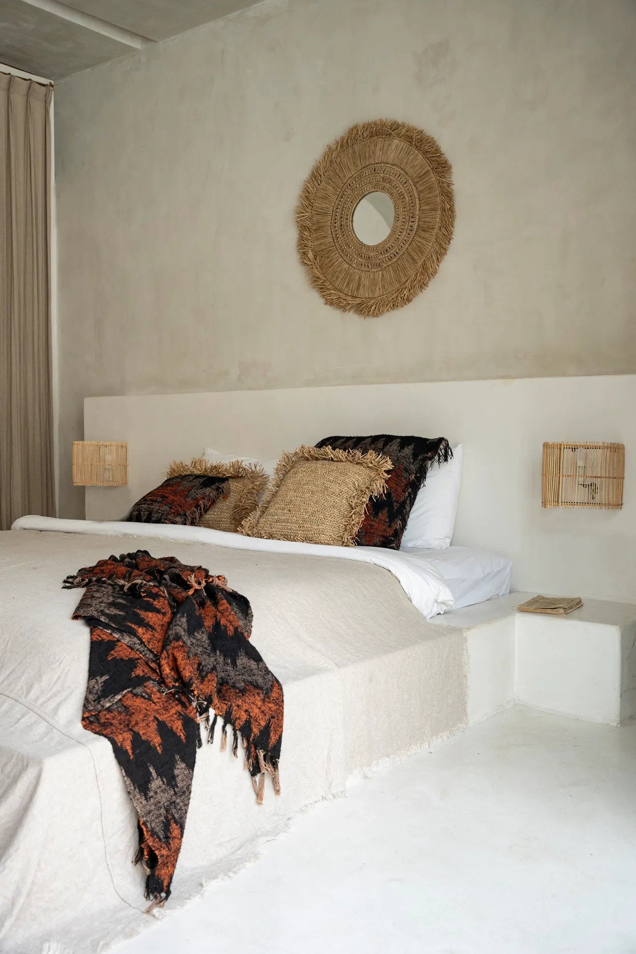 Plaid Bazar Bizar S'il vous - Noir Orange - Coton - 130 x 170 cm