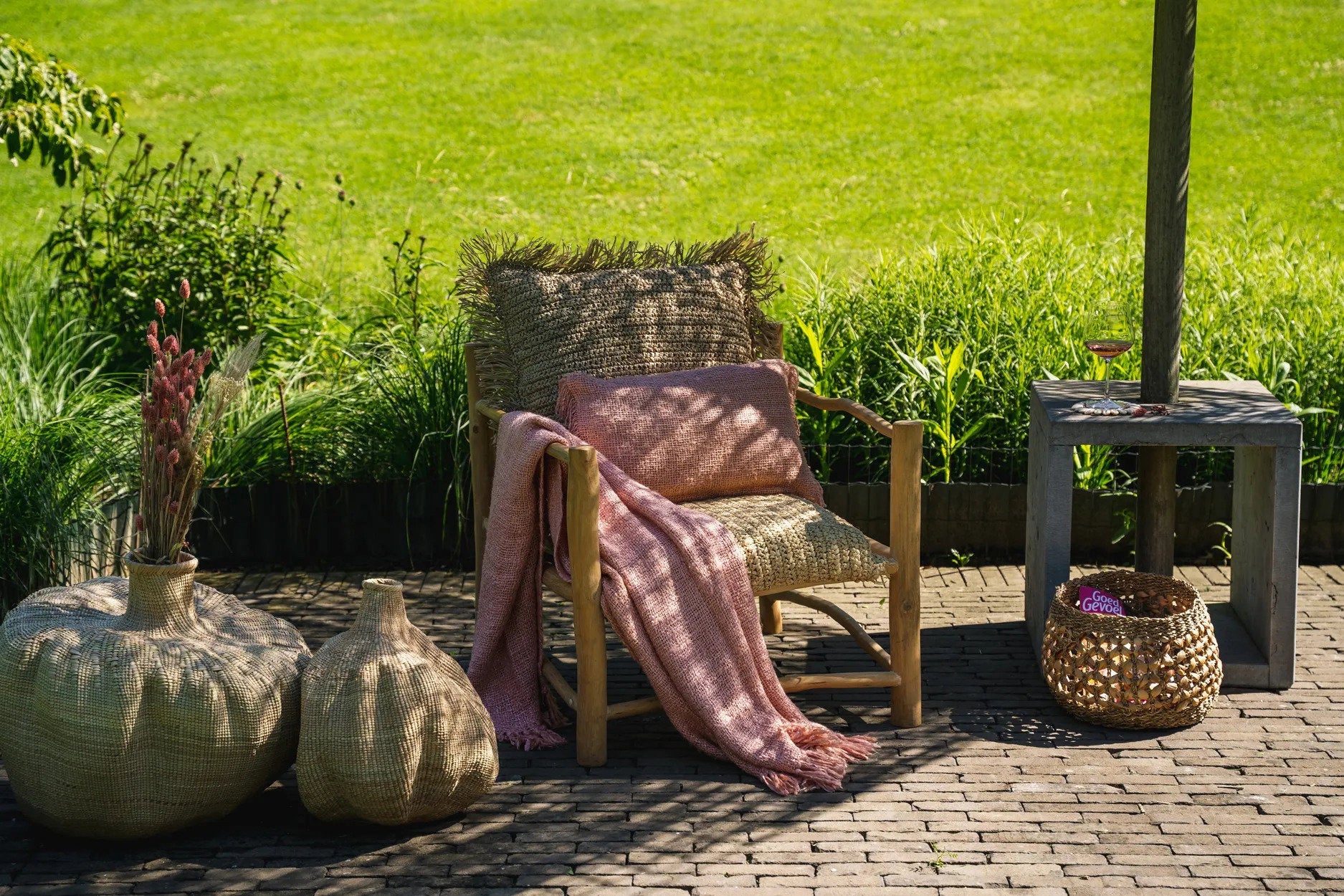 Plaid Bazar Bizar S'il vous - Rose Saumon - Coton - 130 x 170 cm