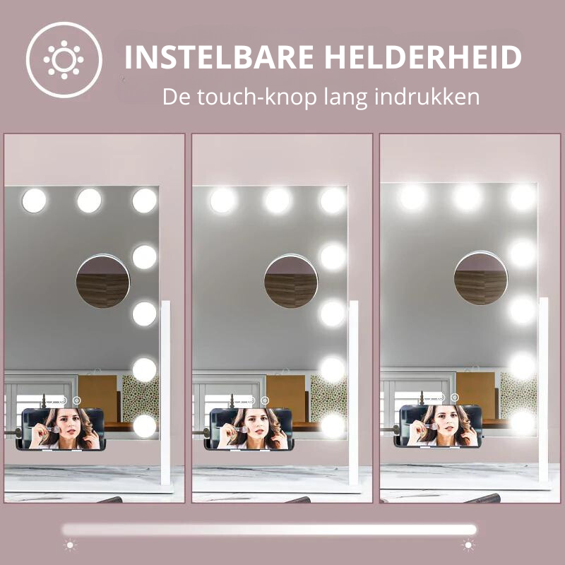 Nancy's Carragozela Make-up Spiegel - Beautyspiegel - Met LED Verlichting - 10x Vergroting - Draaibaar - ± 35 x 45 cm