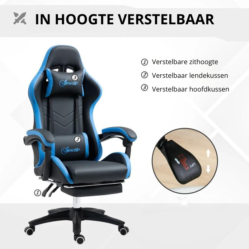 Nancy's Anterivo Gamestoel - Gaming Stoel - Ergonomisch - Draaibaar - Verstelbaar - Zwart / Blauw