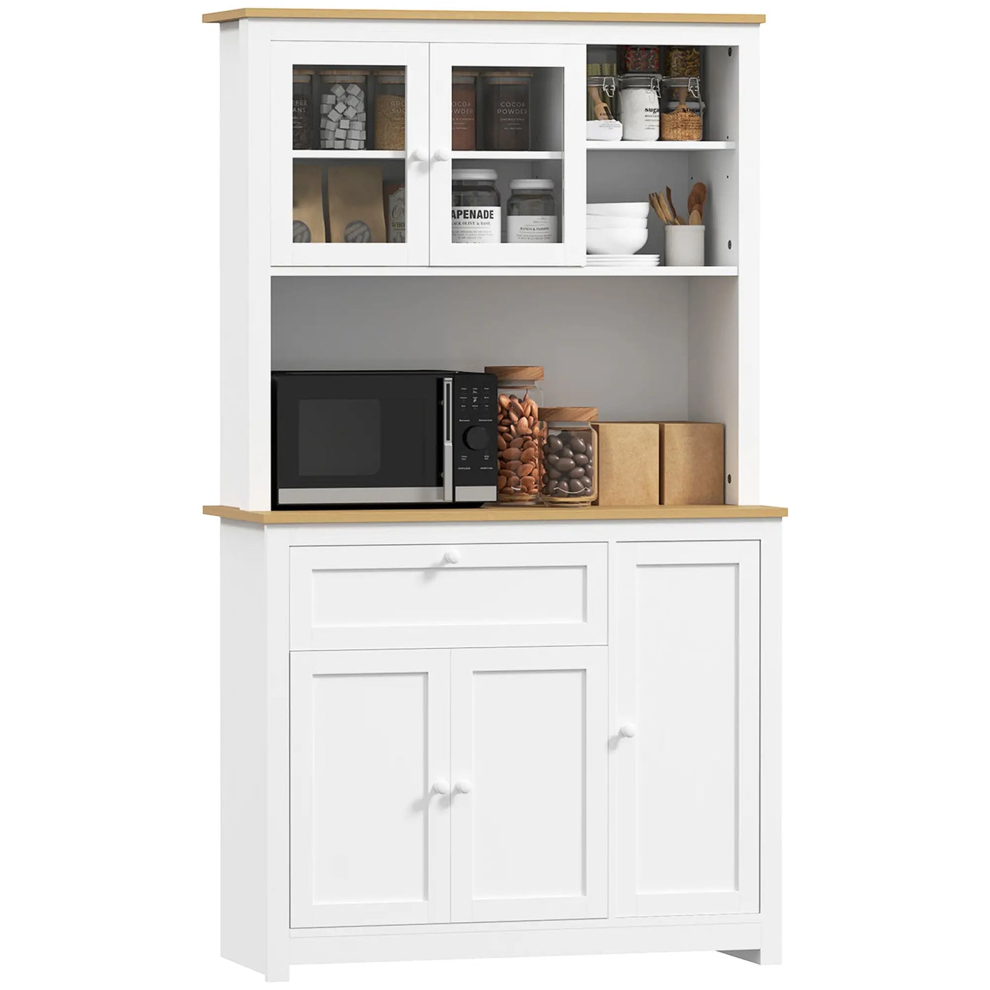 Nancy's Cuglieri Keukenkast Vrijstaand - Buffetkast - Opbergkast - Wit - 100 x 40 x 180 cm