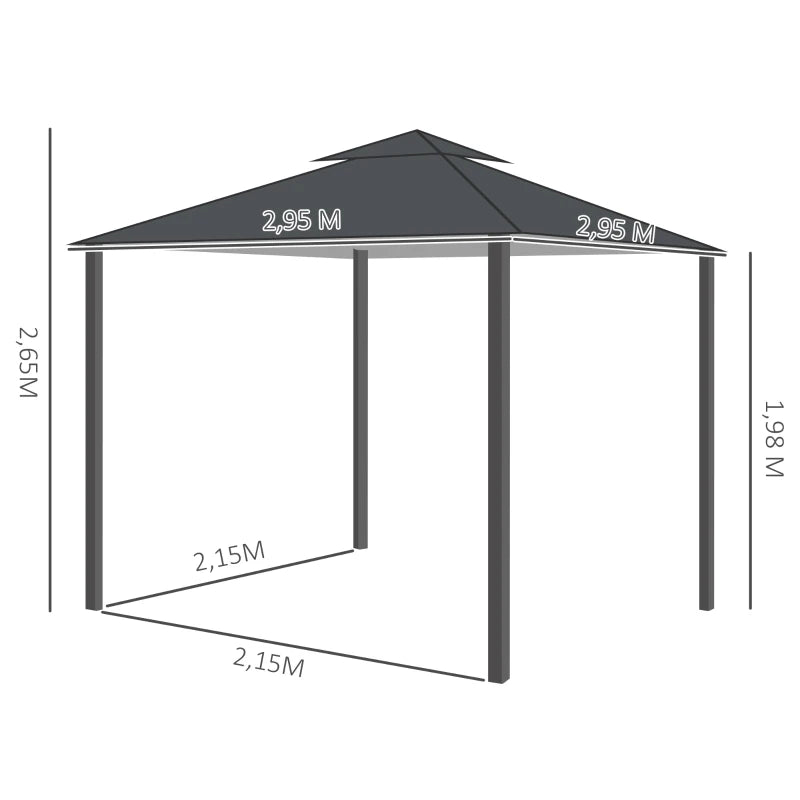 Nancy's Dornelas Paviljoen - Party Tent - Prieel - Tuin Paviljoen - Grijs - 295 x 295 cm