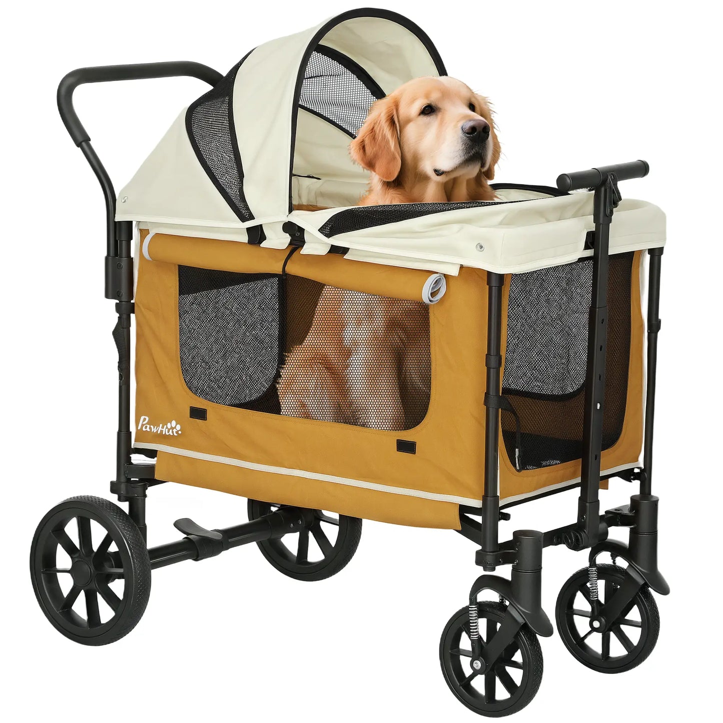 Nancy's Iglesias Reiswagen voor Huisdieren - Hondenbuggy - Hondenwagen - Bruin / Beige / Zwart