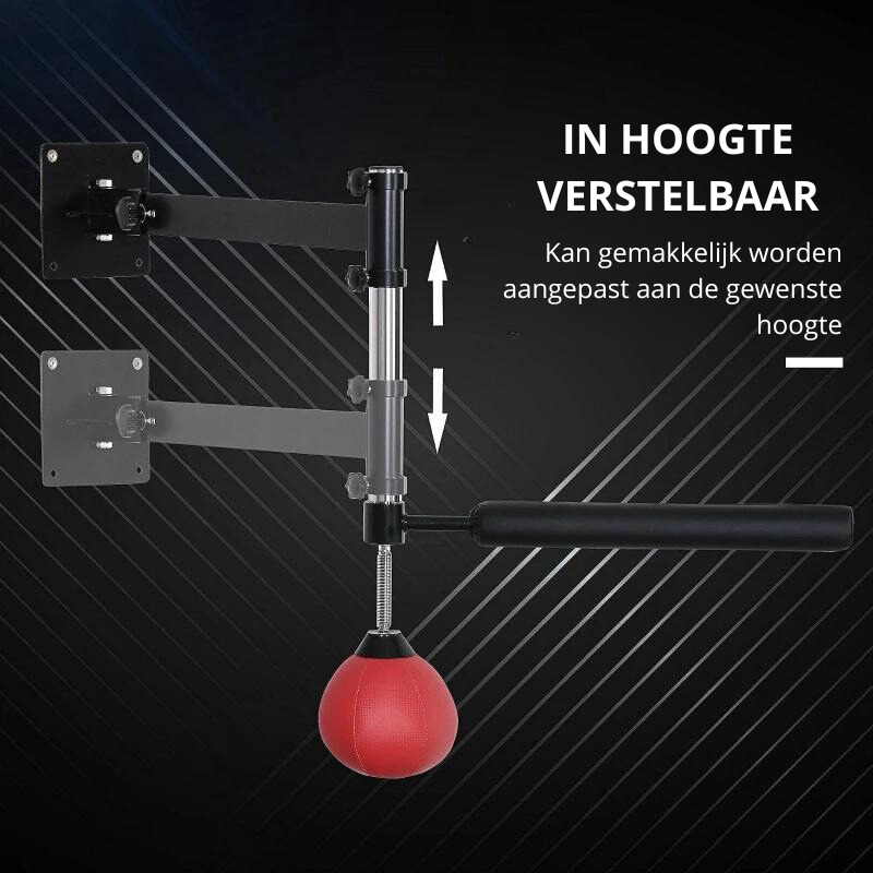 Nancy's Livramento Boksrek met Speedball & Reflexstang - In hoogte verstelbaar - Zwart / Rood