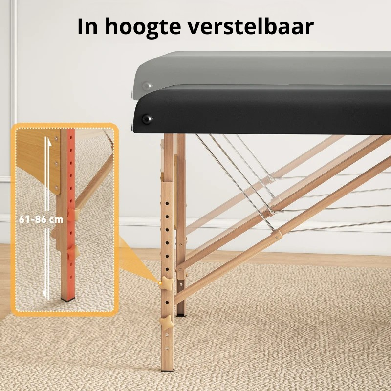 Nancy's Maratea Massagetafel - Behandeltafel - Verstelbare hoogte en hoofdsteun - Zwart - Kunstleer