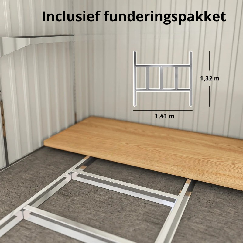 Nancy's Nogara Opbergschuur - Tuinschuur - Tuinhuisje - Gereedschapsschuur - Grijs - Staal - ± 155 x 205 x 160/180 cm