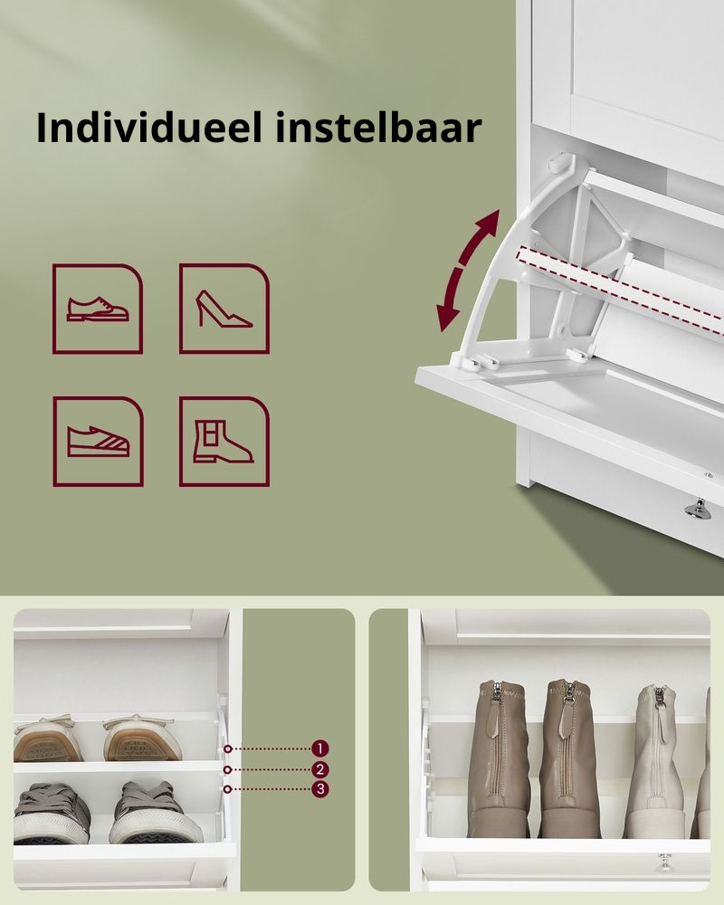 Nancy's Souto Schoenenkast - Schoenenrek - Wit - ± 60 x 25 x 110 cm